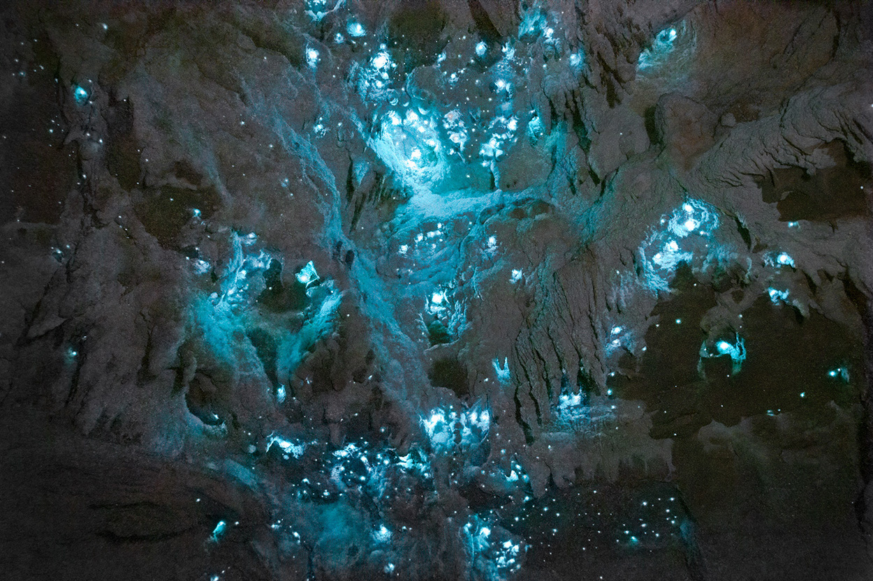 Cave stalactites with light painting